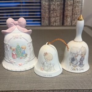 Vintage Precious Moments White Porcelain Bells